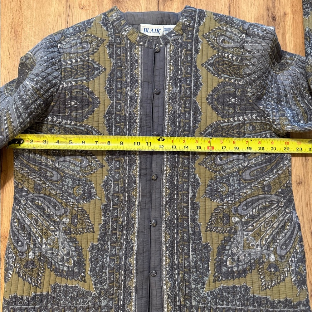 Blair Paisley Reversible Jacket Womens L Gray and Gold Quilted Coat - Picture 6 of 10